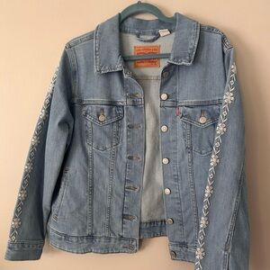 Levi's Light Blue Denim Jacket with Floral Embroidery